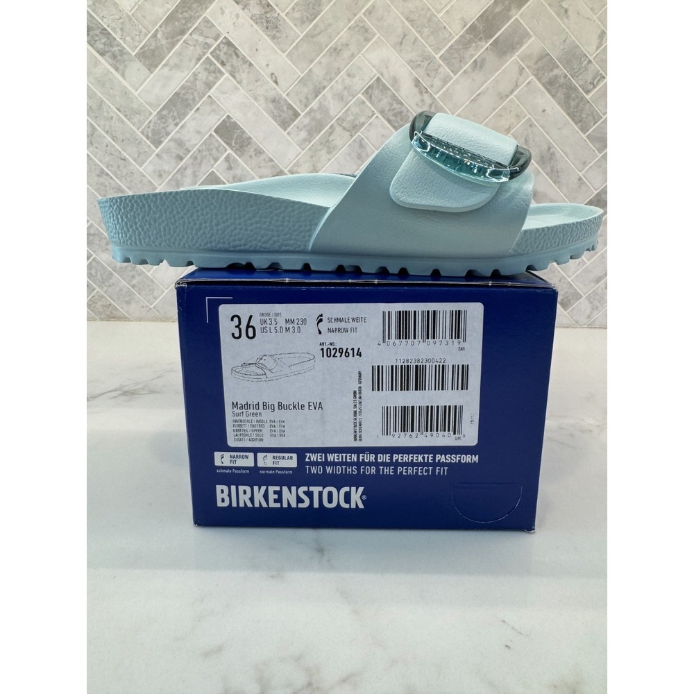 Birkenstock Madrid Big Buckle EVA Essentials Sandals Womens Size 5 36 Surf Green